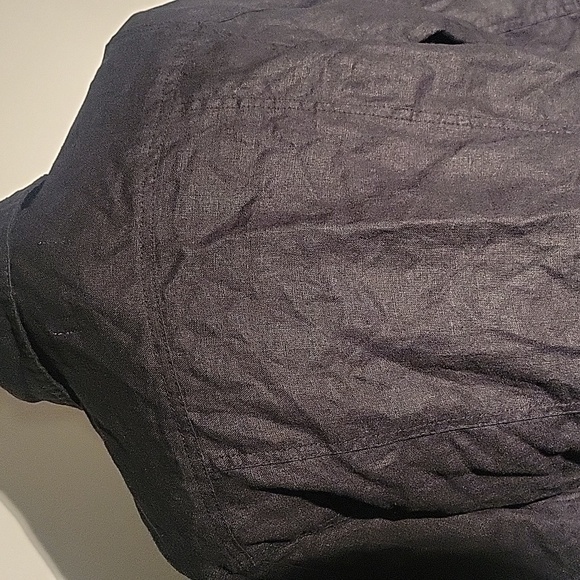 Lucy & Laurel Black 100% Linen Snap Down Blouse, Size: 1X - Picture 6 of 9